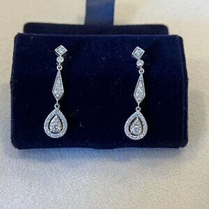 Blue Nile Diamond Vintage-Inspired Teardrop Earrings in 14k White Gold